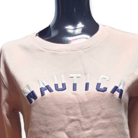 Nautica Pink Crewneck Logo Crossover Hem Sweatshirt ~ size XS ~ NEW - Picture 6 of 8